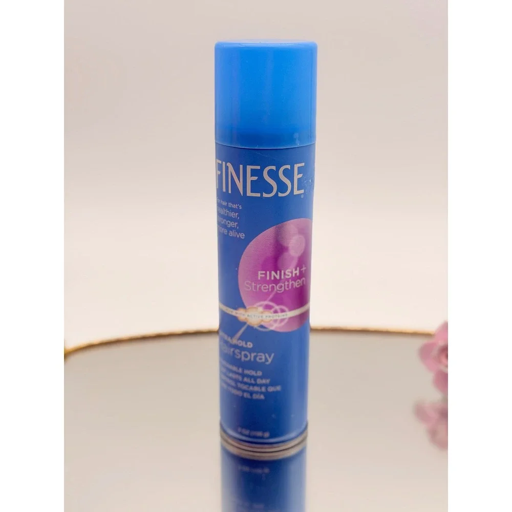 Finesse Finish + Strengthen Extra Hold Hairspray Active Proteins 7 oz Blue Can